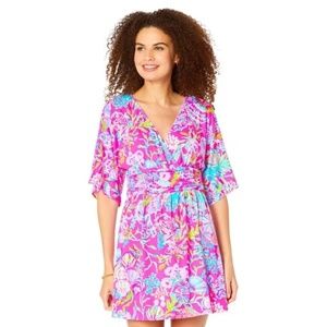 EUC Lilly Pulitzer Parigi Skort Romper in Pink Isle Shell Me Something Good